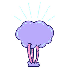 illustration of a traditional tattoo style tree in bright neon color