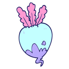 cartoon doodle beet root in bright neon color