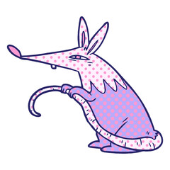 cartoon sneaky rat in bright neon color