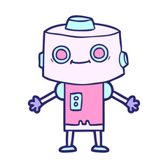 cartoon robot in bright neon color
