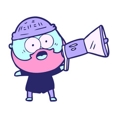 cartoon surprised bearded man in bright neon color