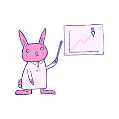 cartoon rabbit in bright neon color