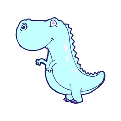 cartoon dinoaur in bright neon color