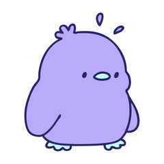 cartoon of a cute baby bird in bright neon color