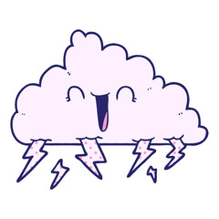 cartoon thundercloud in bright neon color