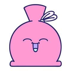 Obraz premium cute cartoon of a sack in bright neon color