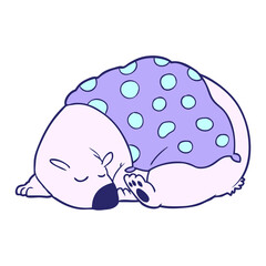 cartoon polar bear sleeping in bright neon color