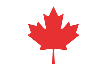 Red maple leaf icon from the Canadian flag. National symbol of Canada. Simple flat vector graphic for Canada Day celebration. Emblem of patriotism and North American pride.