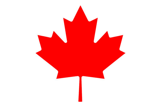 Red maple leaf, the national symbol of Canada. Vector illustration of the iconic Canadian flag element. Simple, flat design icon for patriotism, travel, and culture.