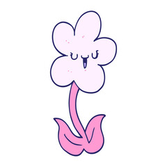 cartoon flower with happy face in bright neon color