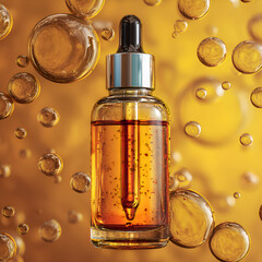 Amber Serum Bottle with Dropper Against Bubbles