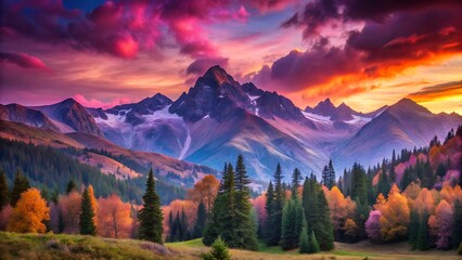 Majestic mountains at sunset