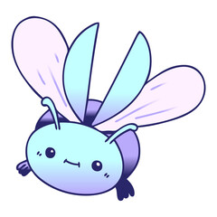 gradient shaded quirky cartoon flying beetle in bright neon color