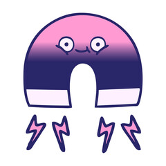 gradient shaded cartoon of a magnet in bright neon color