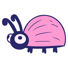 cute cartoon bug in bright neon color