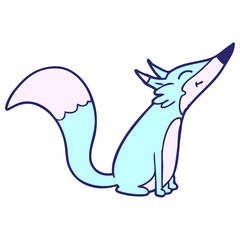 cartoon arctic fox in bright neon color