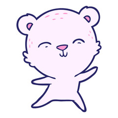 happy cartoon polar bear dancing in bright neon color