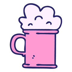 comic book style quirky cartoon tankard of beer in bright neon color