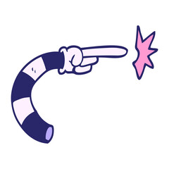 cartoon doodle arm gesture in bright neon color