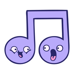 Fototapeta premium cute cartoon of a musical note in bright neon color
