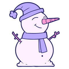 cartoon snowman in bright neon color