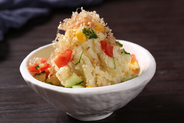 food, japanese cuisine, delicious, homemade mashed potato salad