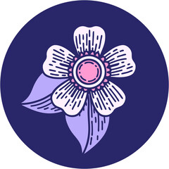 iconic tattoo style image of a flower in bright neon color