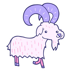 cartoon goat in bright neon color