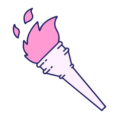 tattoo in traditional style of a lit torch in bright neon color