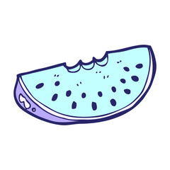 cartoon watermelon slice in bright neon color