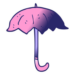 cartoon doodle open umbrella in bright neon color