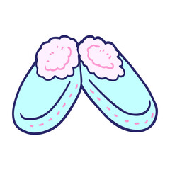 cartoon doodle comfy slippers in bright neon color