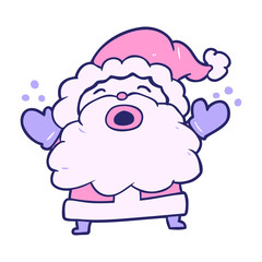 cartoon santa claus shouting in frustration in bright neon color