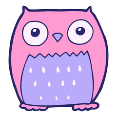 cartoon owl in bright neon color
