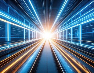 Futuristic moving walkway tunnel