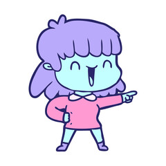 cartoon woman in bright neon color