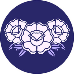 iconic tattoo style image of a bouquet of flowers in bright neon color