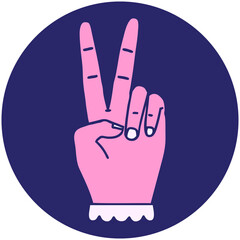 icon of peace symbol two finger hand gesture in bright neon color
