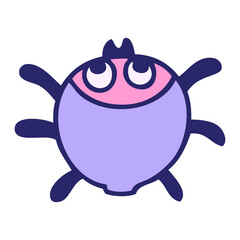 hand drawn quirky cartoon beetle in bright neon color