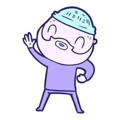 cartoon bearded man in bright neon color