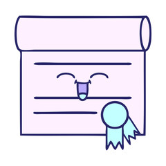 cute cartoon of a certificate in bright neon color