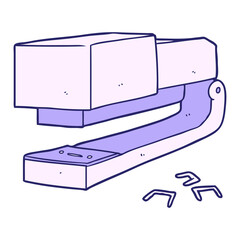 cartoon office stapler in bright neon color