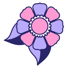 tattoo in traditional style of a flower in bright neon color