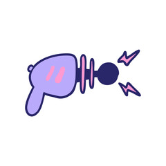 cartoon ray gun in bright neon color