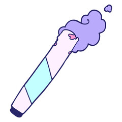 cartoon doodle rolled cigarette in bright neon color