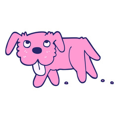 Obraz premium hand drawn doodle style cartoon happy dog in bright neon color