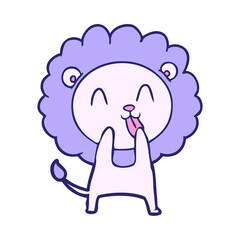 happy cartoon lion in bright neon color