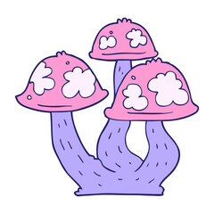 cartoon mushrooms in bright neon color