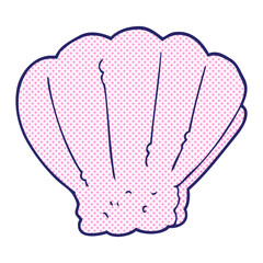 freehand drawn cartoon shell in bright neon color