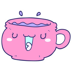 cute cartoon coffee cup in bright neon color